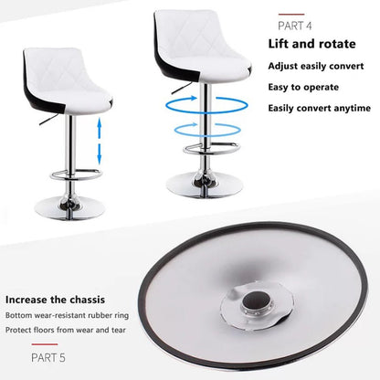 Braneit™ Bar Stools Kitchen Bar Stool Leather Barstools Swivel Gas Lift Counter Chairs x2 BS8403 Black