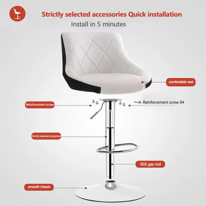Braneit™ Bar Stools Kitchen Bar Stool Leather Barstools Swivel Gas Lift Counter Chairs x2 BS8403 Black