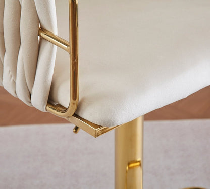 Braneit™ 2x Height Adjustable Blue Swivel Bar Stool Velvet Golden Round Base Barstools Chairs