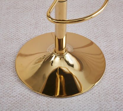 Braneit™ 2x Height Adjustable Blue Swivel Bar Stool Velvet Golden Round Base Barstools Chairs