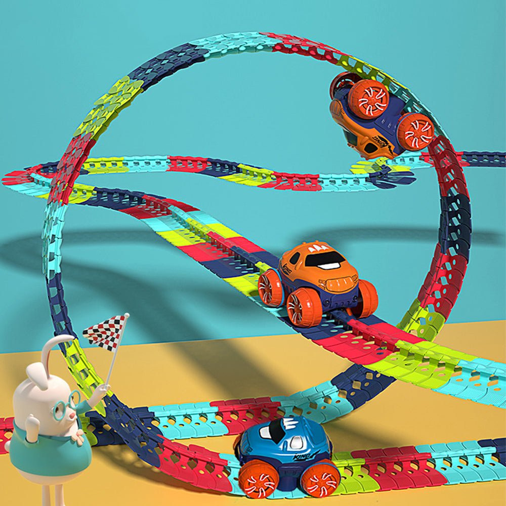 Glow-in-the-Dark Flexible Race Track – 92pcs with LED Light-Up Car