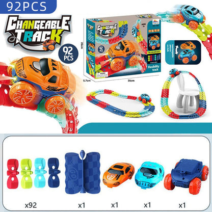 Glow-in-the-Dark Flexible Race Track – 92pcs with LED Light-Up Car