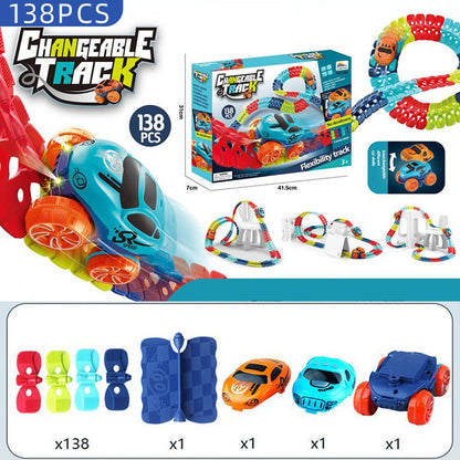 Glow-in-the-Dark Flexible Race Track – 92pcs with LED Light-Up Car