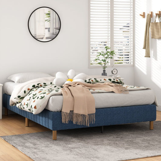 King Size Metal Bed Frame – Blue Mattress Foundation with Sturdy Steel Base