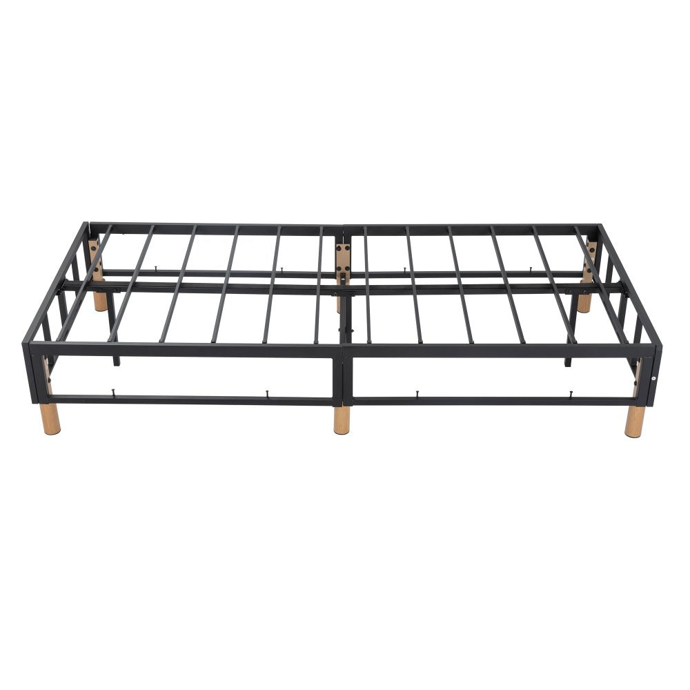 King Size Metal Bed Frame – Blue Mattress Foundation with Sturdy Steel Base