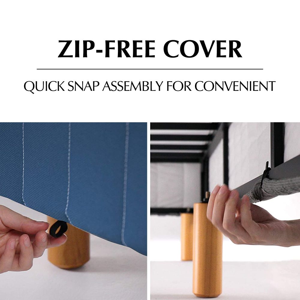 King Size Metal Bed Frame – Blue Mattress Foundation with Sturdy Steel Base