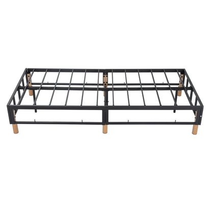 Queen Size Metal Bed Frame – Blue Mattress Foundation with Sturdy Steel Base