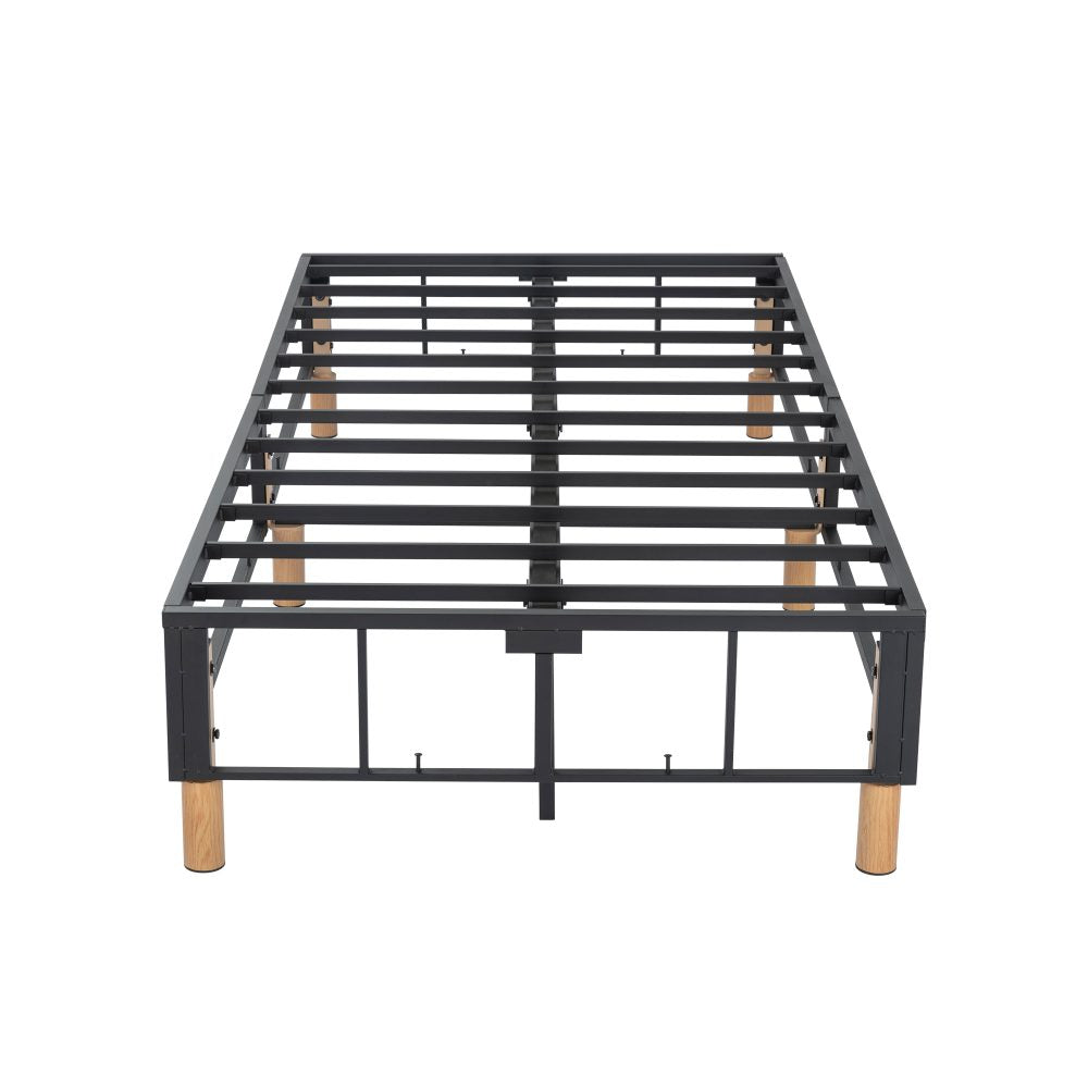 Queen Size Metal Bed Frame – Blue Mattress Foundation with Sturdy Steel Base
