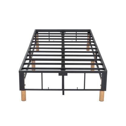 Queen Size Metal Bed Frame – Blue Mattress Foundation with Sturdy Steel Base