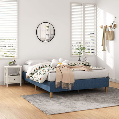 Queen Size Metal Bed Frame – Blue Mattress Foundation with Sturdy Steel Base