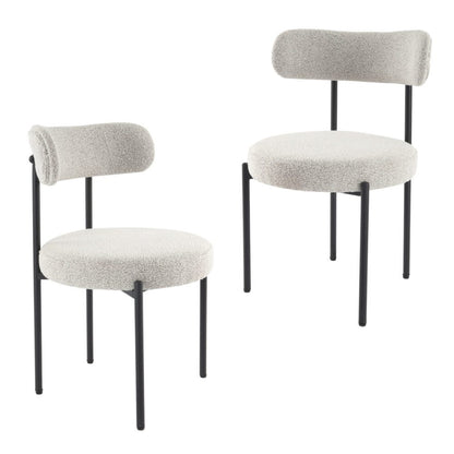 Braneit™ Luxe Boucle Cushioned Elsa Dining Chairs in White Quartz