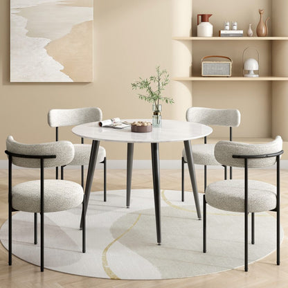 Braneit™ Luxe Boucle Cushioned Elsa Dining Chairs in White Quartz