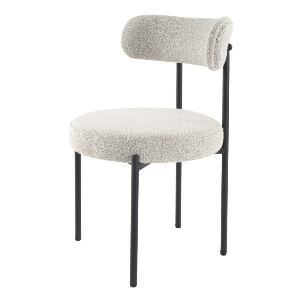 Braneit™ Luxe Boucle Cushioned Elsa Dining Chairs in White Quartz