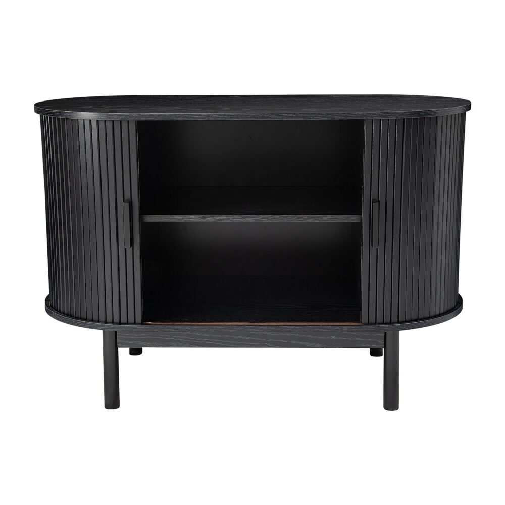 Prestigious Homeware™ Mid-Century Black Ribbed Sideboard Cabinet
