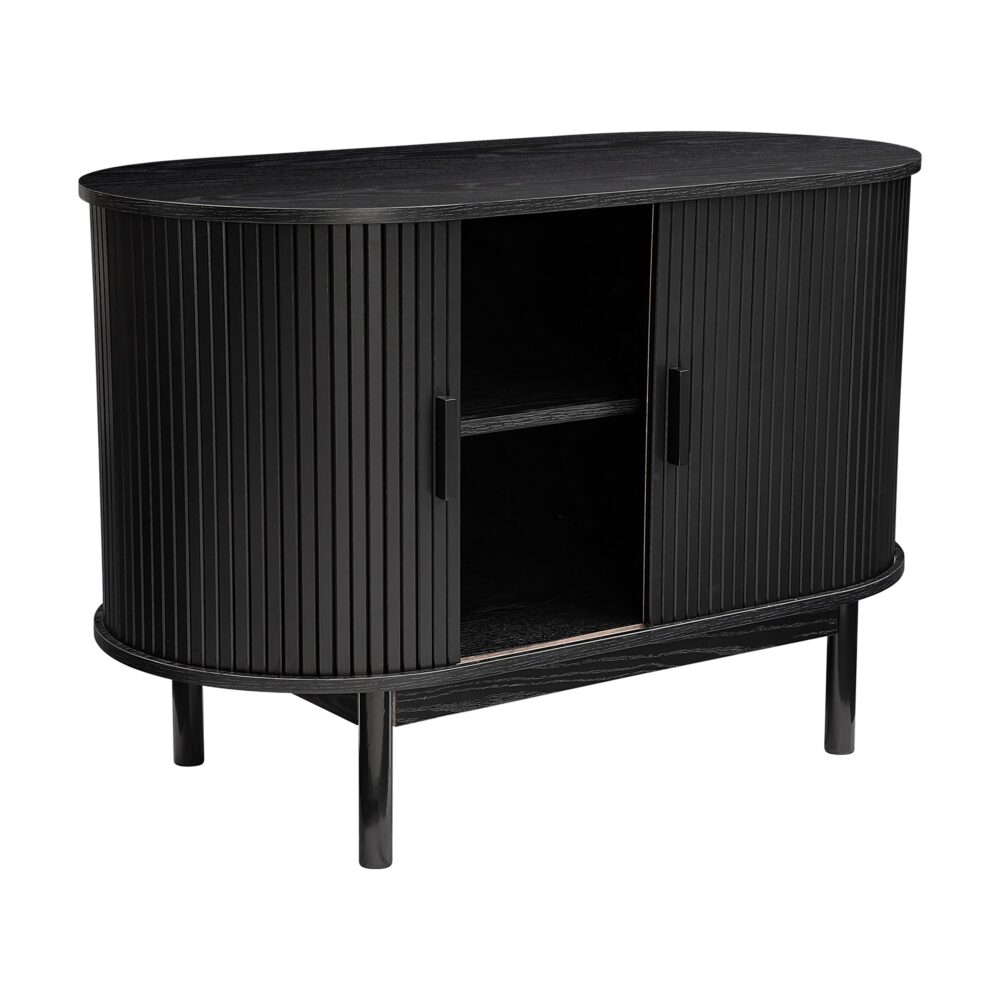 Prestigious Homeware™ Mid-Century Black Ribbed Sideboard Cabinet