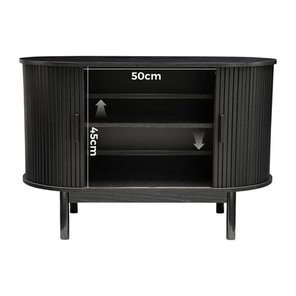 Prestigious Homeware™ Mid-Century Black Ribbed Sideboard Cabinet