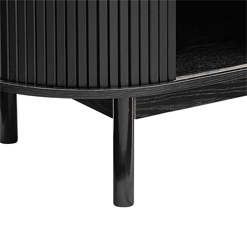 Prestigious Homeware™ Mid-Century Black Ribbed Sideboard Cabinet