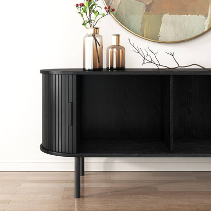 Prestigious Homeware™ Ribbed Black Sideboard with Sliding Doors