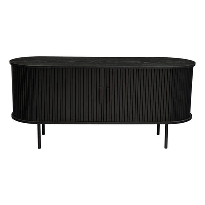 Prestigious Homeware™ Ribbed Black Sideboard with Sliding Doors