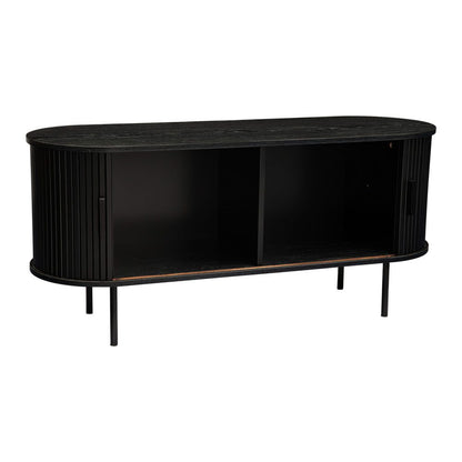 Prestigious Homeware™ Ribbed Black Sideboard with Sliding Doors