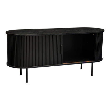 Prestigious Homeware™ Ribbed Black Sideboard with Sliding Doors