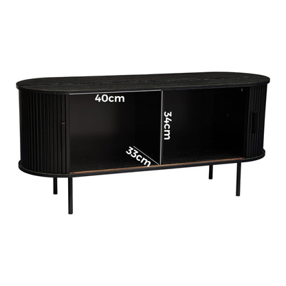 Prestigious Homeware™ Ribbed Black Sideboard with Sliding Doors
