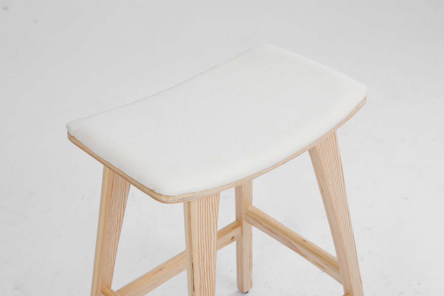 Braneit™ Set of 4 KANSO 65cm Wooden Bar Stools – Beige Padded Fabric Dining Chairs