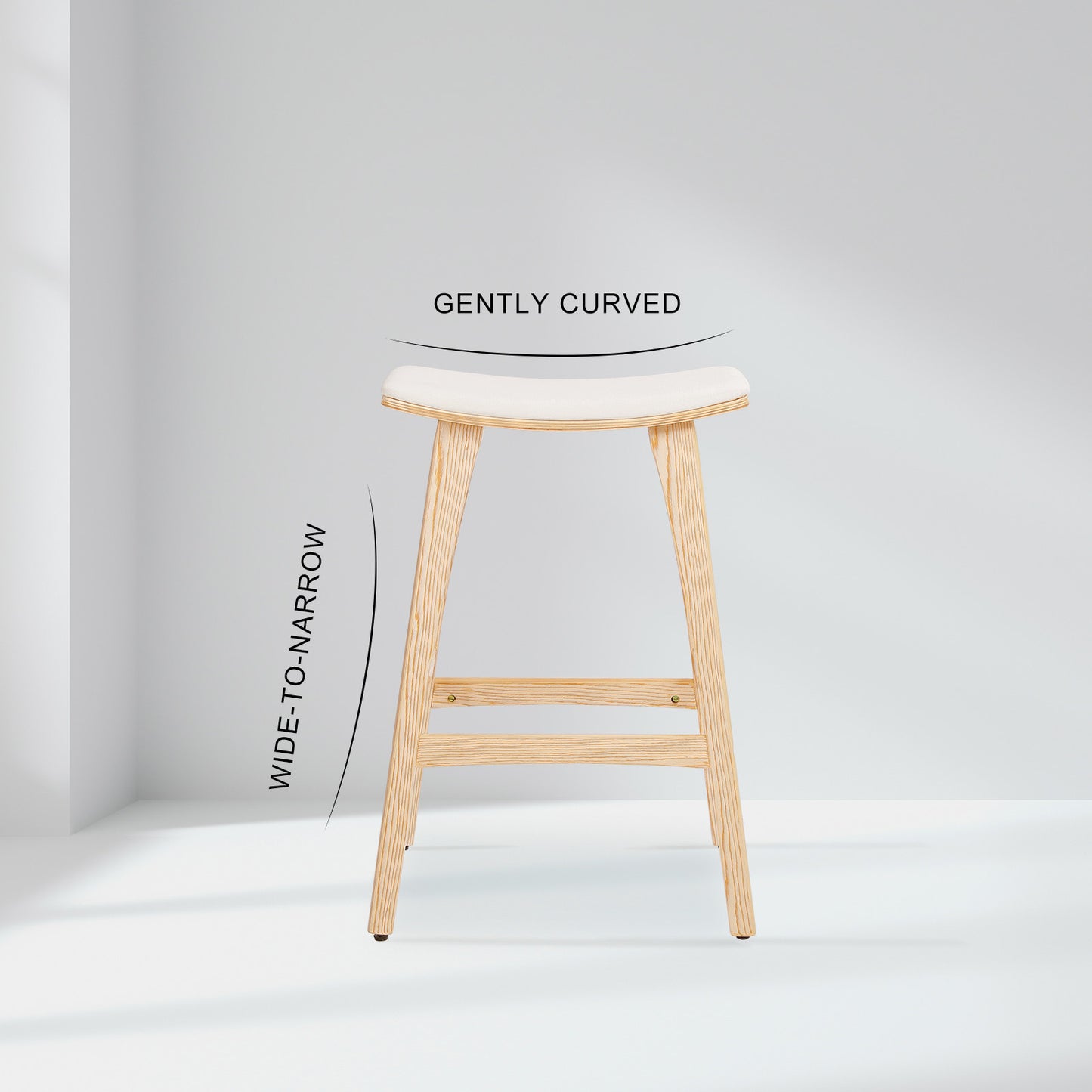 Braneit™ Set of 4 KANSO 65cm Wooden Bar Stools – Beige Padded Fabric Dining Chairs
