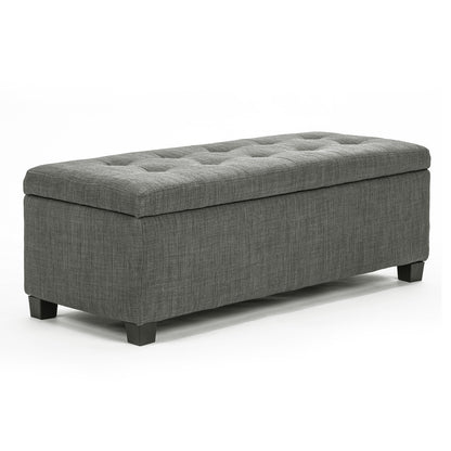Braneit™ 102cm Storage Ottoman Stool – Dark Grey Fabric Bench with Hidden Compartment