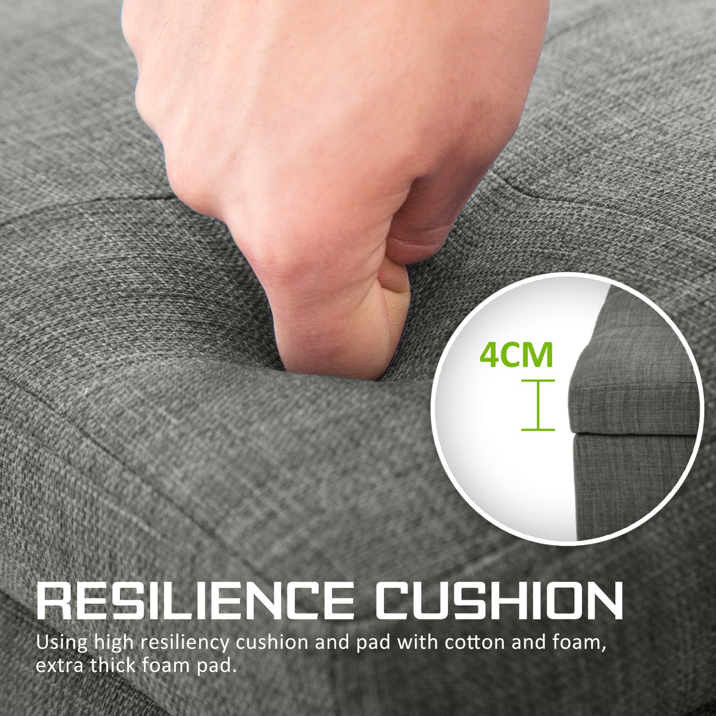 Braneit™ 102cm Storage Ottoman Stool – Dark Grey Fabric Bench with Hidden Compartment