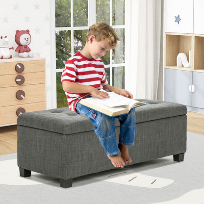 Braneit™ 102cm Storage Ottoman Stool – Dark Grey Fabric Bench with Hidden Compartment