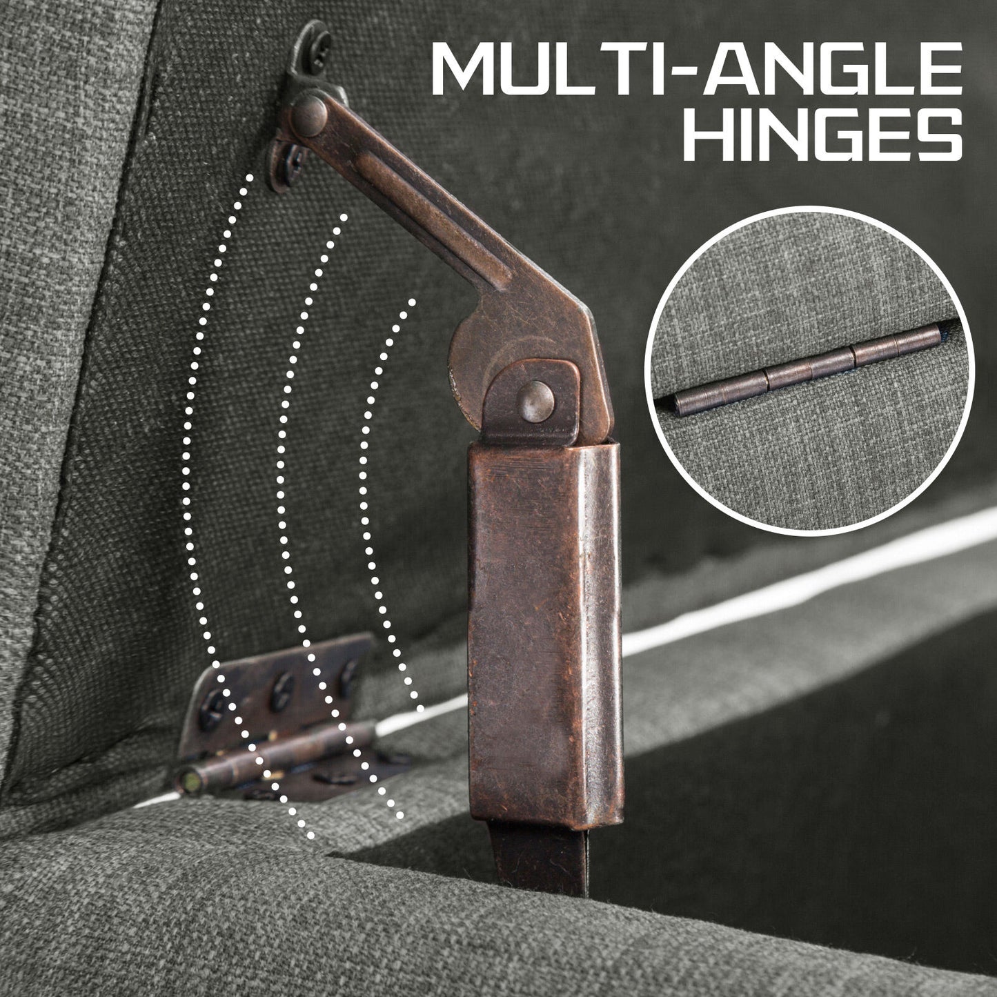 Braneit™ 102cm Storage Ottoman Stool – Dark Grey Fabric Bench with Hidden Compartment