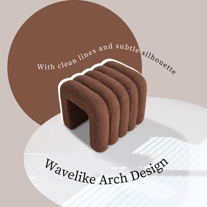 Ridge Arch Ottoman Stool Teddy Fleece Fabric Foot Rest 45cm BROWN