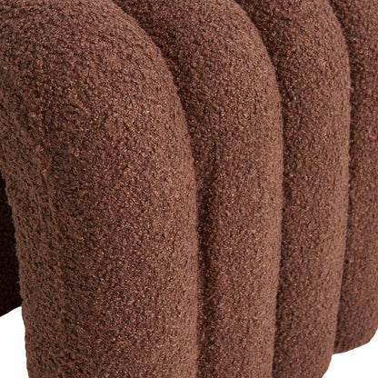Ridge Arch Ottoman Stool Teddy Fleece Fabric Foot Rest 45cm BROWN