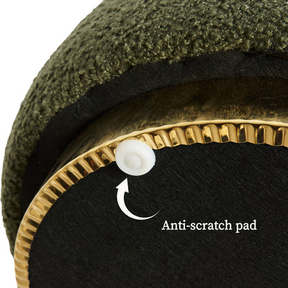 Round Stacked Ottoman Stool Teddy Fleece Fabric Foot Rest 38cm GREEN