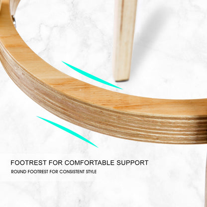 Braneit™ 2X Wood Bar Stool Dining Chair Fabric LEILA 72cm BEIGE