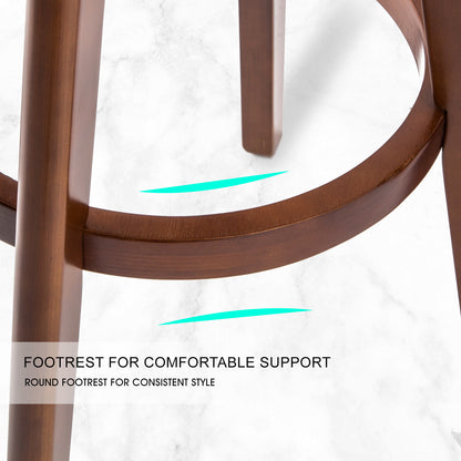 Braneit™ Set of 2 LEILA 72cm Wooden Bar Stools – Black Brown Leather Dining Chairs