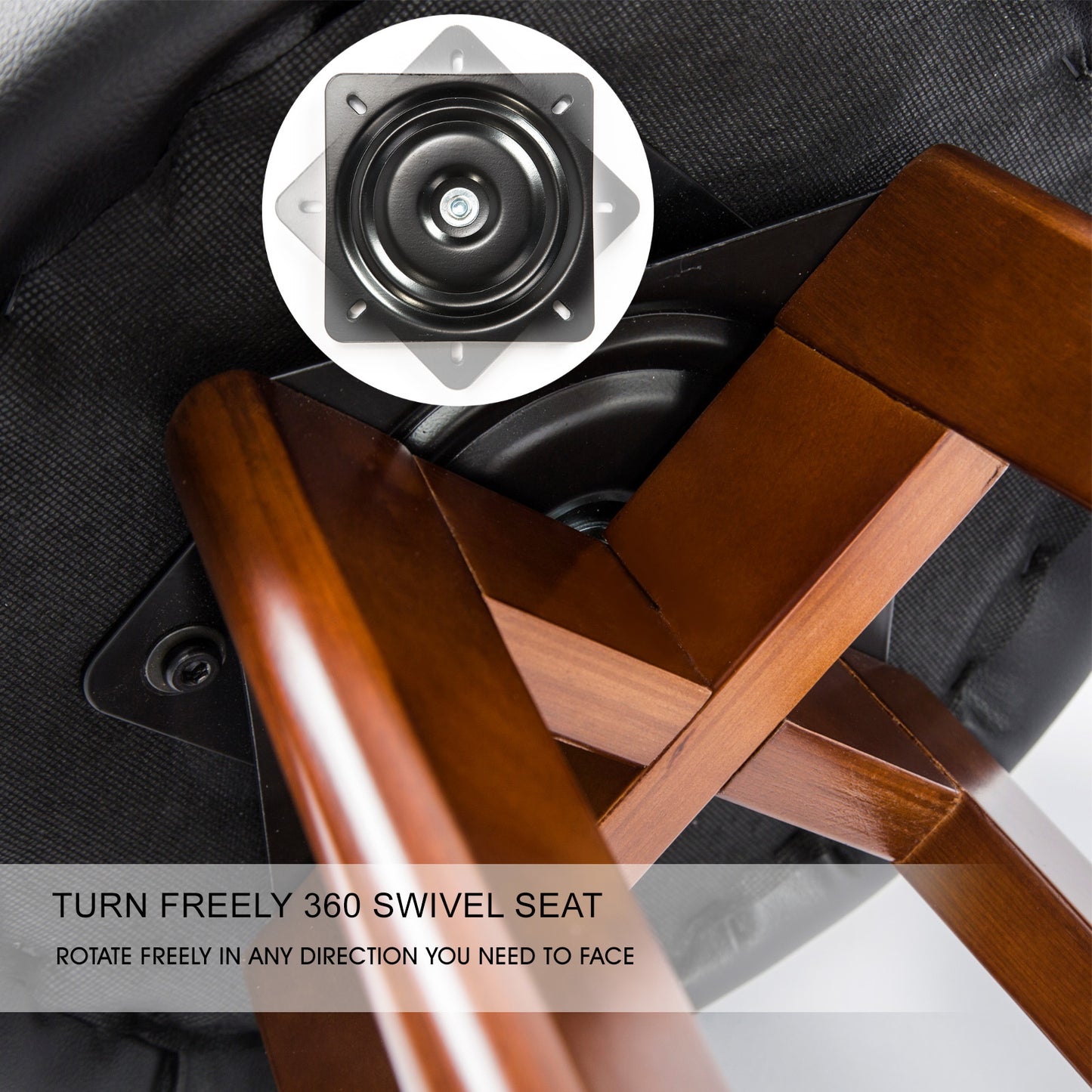 Braneit™ Set of 2 LEILA 72cm Wooden Bar Stools – Black Brown Leather Dining Chairs