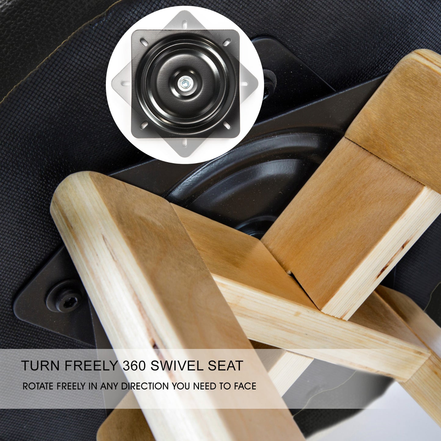 Braneit™ Set of 4 LEILA 72cm Wooden Bar Stools – Black Faux Leather Dining Chairs