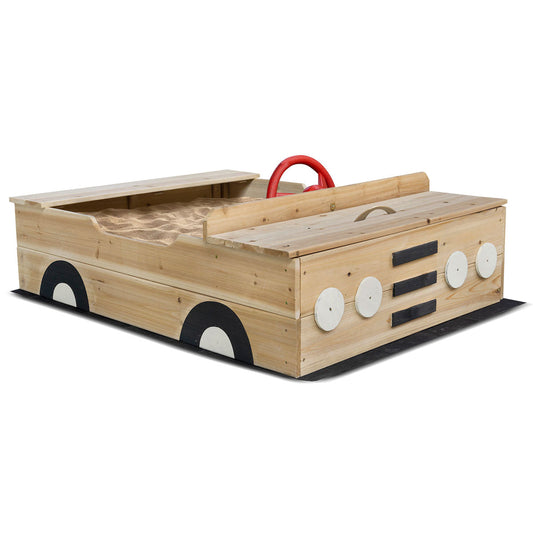 Lifespan Kids Outback Interactive Sandpit – Wooden Outdoor Play Box with Cover