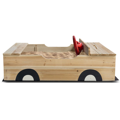 Lifespan Kids Outback Interactive Sandpit – Wooden Outdoor Play Box with Cover