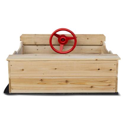 Lifespan Kids Outback Interactive Sandpit – Wooden Outdoor Play Box with Cover
