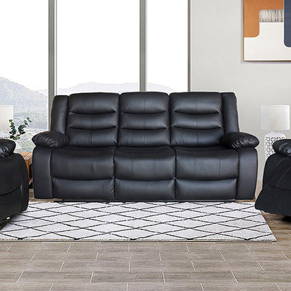 Braneit™ 3 Seater Recliner Sofa In Faux Leather Lounge Couch in Black