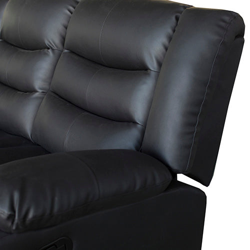 Braneit™ 3 Seater Recliner Sofa In Faux Leather Lounge Couch in Black