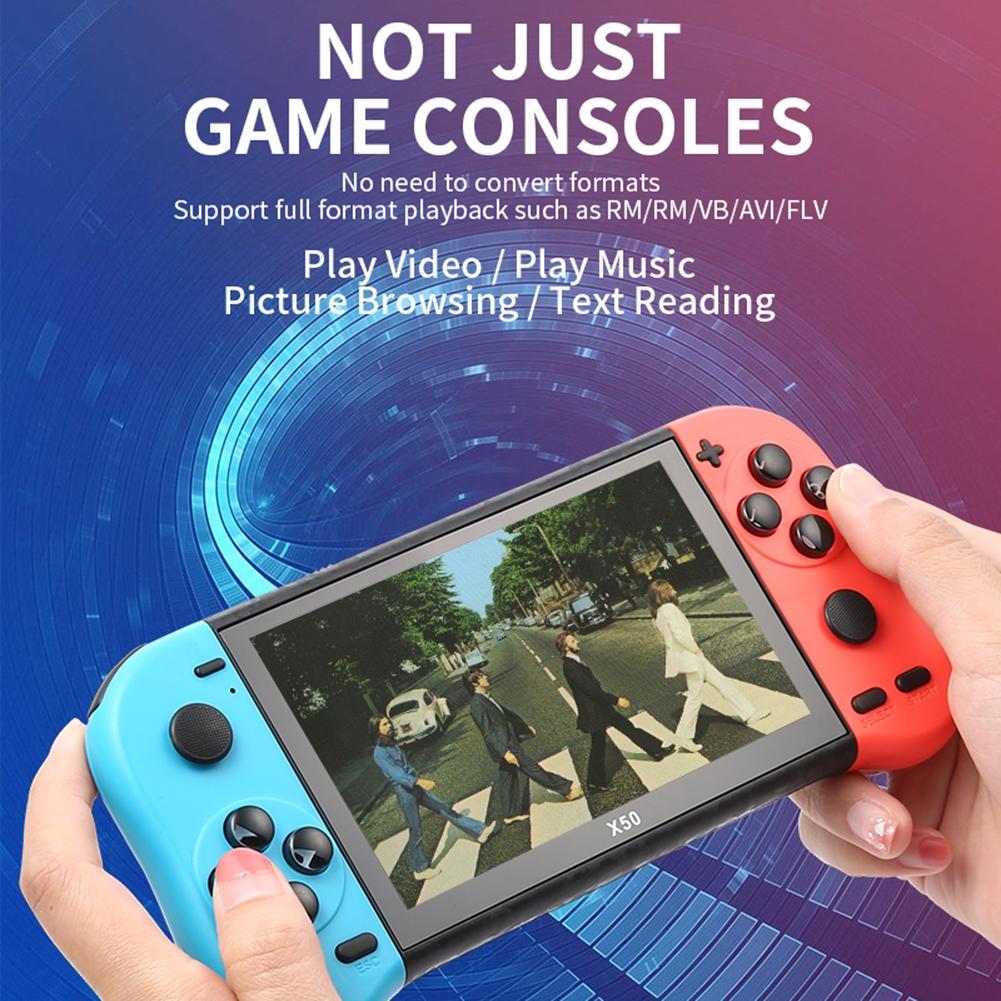 Double Player Handheld Game Console With 6000+ Games - 5.1 Screen - Black