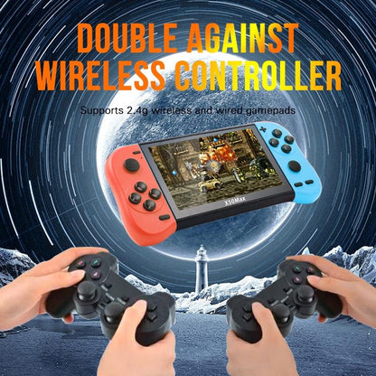 Double Player Handheld Game Console With 6000+ Games - 5.1 Screen - Black