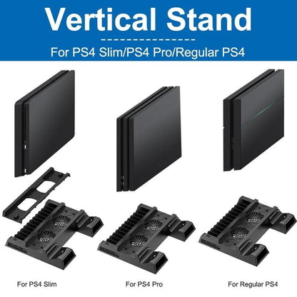 Vertical Cooling Stand with Dual Controller Charger for Ps4 - Black