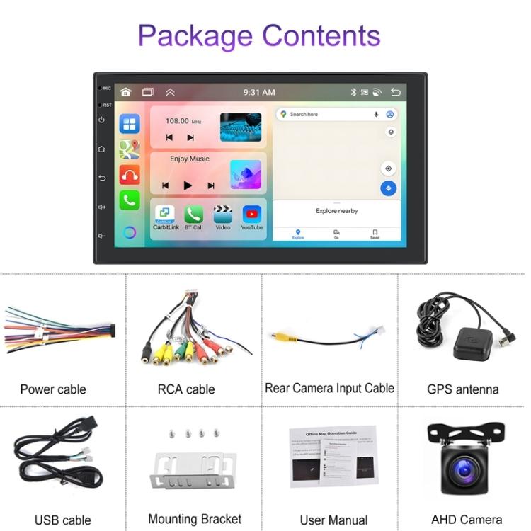 10.1 Inch Android 13.0 Carplay Navigation Monitor - Standard + Ahd Camera