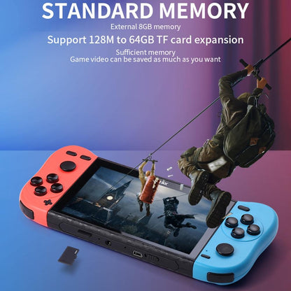 Double Player Handheld Game Console With 6000+ Games - 5.1 Screen - Red+Blue