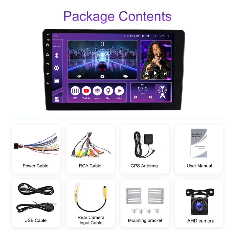 9 Inch 8-Core Carplay Android Navigation Monitor 2 + 32G Memory - Standard + Ahd Camera 4 + 64G